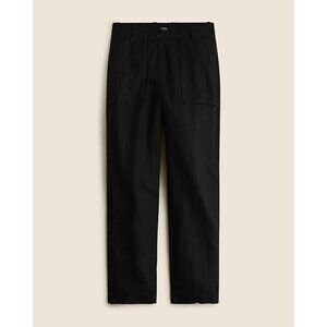 J. Crew Size 00 Seaside Cargo Pants Black High Waist Linen-TENCEL Lyocell Blend